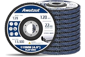AWUTZUT Flap Discs 115mm 120 Grit Grinding Discs T29 for Angle Grinder to Sanding Grinding Metal Wood (12PCS)