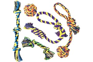 SHARLOVY Juguetes de dentición para cachorros para perros pequeños, paquete de 5 juguetes de cuerda de algodón para perros pequeños, juguetes masticables duraderos para masticadores agresivos de raza pequeña,