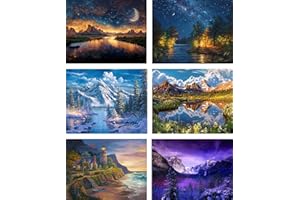 ELETIFFI Diamond Painting Diamant Daiming Dimonds 6 Stück Landschaft Geschenke Für Frauen Malen Nach Zahlen Erwachsene Kinder Zubehör Deko Wohnzimmer Balkon Zimmer Schlafzimmer Set Dimondpaintin Diy 40×30