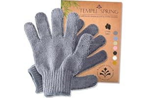 Temple Spring Guante Exfoliante Corporal, Exfoliante Cuerpo Esponja, Guante Autobronceador, Bambú Manoplas Baño, Exfoliating Glove - Gris