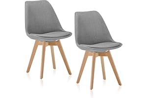 DEULINE Stoffbezug-Grau Esszimmerstühle Esszimmerstuhl mit 28mm stärke Massivholzbeine SGS geprüft Polsterstuhl Stühle Oslo+ 2er-Set 521206