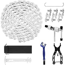Kit Chaîne Vélo 6/7/8 Vitesses – 116 Maillons, Outil Démonte-chaîne, Pince, Brosse, Indicateur D'usure, Sac Rangement