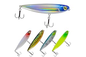RUIJIAXIANG Fishing Floating lures Hard Bait Kit 12g 9cm 5pcs Pencil lures set Treble Fishing Hooks for Freshwater/Saltwater