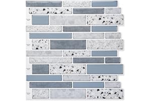 ‎ART3D Art3d Peel und Stick Ziegel Küche Backsplash Selbstklebende Wand Fliese Stein Design, 10 Blätter (Blau)