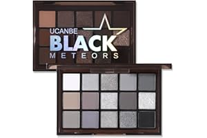 ‎UCANBE UCANBE Goth Lidschatten Schwarz 15 Farben - Smokey Eyeshadow Palette Matt Schimmernde Personality - Gothic Make Up Palette Halloween Hohe Farbwiedergabe, Wasserdicht, Langlebig (Black Meteors)