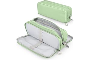 Coolzon Trousse Scolaire, Étui à Crayons Grande Capacité Pochette pour Garçons, Filles, Enfants, École, Sac de Papeterie Multi-Fonctions pour Stylos(Verte)