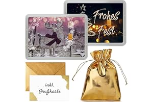 ‎GOLDSTÜCKE24 Goldstücke24 0,5 g Goldbarren 999,9 in Motivbox „Frohes Fest“ | ESG/Valcambi Gold | Echtheitsgarantie | Geschenk Weihnachten mit Wackelbild & goldenem Geschenkbeutel