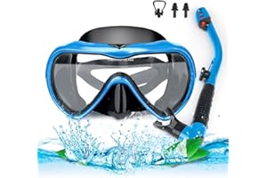 TAM88 Snorkel Set Adult, Diving Mask and Snorkel with Earplugs and Nose Clip, Wide View & Anti-Fog Swimmming Goggles, Snorkeling Packages for Adult, Kids