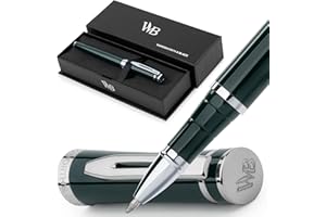 WORDSWORTH & BLACK Wordsworth and Black Rollerball Pen - Luxury Pen - Chrome Finish, Green Lacquer, Ink Refill, Refillable Gift for Men & Women, Professional Writing, Nice and Fancy Pens and for Work