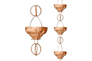 MONARCH RAIN CHAINS Monarch Chaîne de Pluie en cuivre Pur martelé 2,6 m