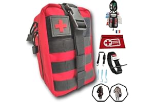 SECUENOR Trousse de premiers secours rouge complète tactique Assemblé en FRANCE+bandoulière+petite trousse+tire tique