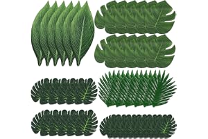 Ezydka Konstgjorda palmblad 48 stycken palmblad dekoration, tropiska blad monstera-blad, palmblad djungeldekoration för hemin
