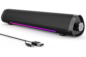 Auphyra Computer Speakers for Desktop PC, Gaming PC Sound Bar, Plug and Play - USB Power with 3.5mm Audio, RGB Gradient Lighting, One-knob Control, for Computers/Laptops/Monitors