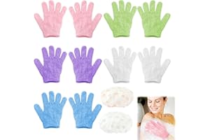UOCAI 10 Pezzi Guanti Esfolianti e 2 cuffia per doccia, Guanti Da Bagno A Cinque Dita Guanti Da Bagno Esfolianti Guanto Scrub Corpo Guanto Esfoliante per Uomo e Donna per Doccia Spa Massaggio