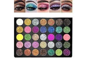 RECHOO Palette di ombretti a 35 colori, Palette di trucco glitter, Palette di occhi altamente pigmentate a lunga durata