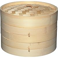 KitchenCraft World of Flavours Bamboo Steamer Basket, 2 Tier, 20 cm, Beige