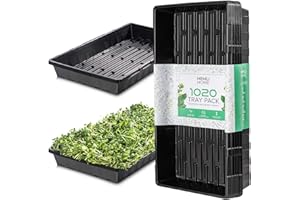 HEMLOCK HOME BREWING 1020 Seed Starter Trays - 5 Pack Reusable Plastic Sprouting Trays for Micro Greens and Seedlings
