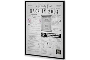 THE PARTY POST 20th Birthday Poster 8 x 10 Party Sign - Born 20 Years Ago Table Party Supplies. Back In 2004 Home Decor Bday Card. Wedding Anniversary Banner with Fun Facts for Her or Him Turning 20 Years Old