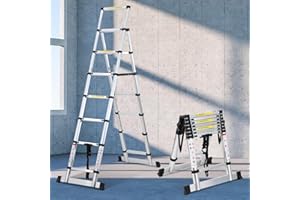 ‎SWANEW SWANEW 2M+2.3M Teleskopleiter, Alu Ausziehbare Leiter, Klappleiter Stehleiter Rutschfester Mehrzweckleiter, Haushaltsleiter 150 kg Belastbarkeit