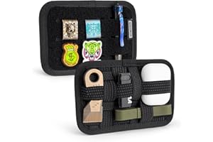 TACTICAL GEEK TCM2 Mini Tableau Organisateur EDC, Tableau Tissé Élastique Antidérapant, Panneau D'insertion pour Sac Petit Équipement, Accessoires De Sac À Dos pour Gadget Nécessaire Quotidien, Noir