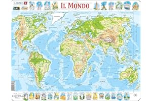 Larsen K4 La Mappa Fisica del Mondo, Edizione Italiano, Puzzle Incorniciato con 80 Pezzi