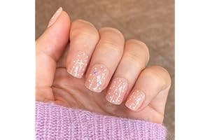 ‎NOVO OVO NOVO OVO Nägel zum Aufkleben Kurze Eckig Oval Nude Press on Fake Nails Gelee Nackte Punktmuster Sterne Aufkleber Künstliche Fingernägel zum Aufkleben Kunstnägel mit Kleber für Valentinstag JELLY STAR