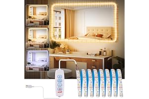 Taekooki 2M LED Spiegelleuchte Schminktisch Licht Make Up Licht 3 Farben und 9 Dimmerstufen, Spiegel Beleuchtung Spiegelleuchte für Make up Eitelkeits Tisch