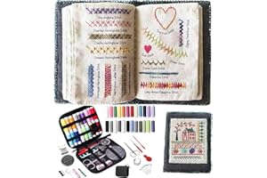 SIEBKORB Embroidery Stitch Book Kit, DIY High-Density Linen Set with Step-by-Step Tutorials, Creative Embroidery Stitch Sampler Kit Book for Beginners and Craft Lovers (86 Stitches)