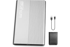 Riyth Disco Duro 2 TB Externo, Disco Duro Externo USB 3.0 Type-C, Ultrafino Diseño Metálico 2.5" HDD Compatible con PC,Desktop, Laptop.F（2TB,Silver