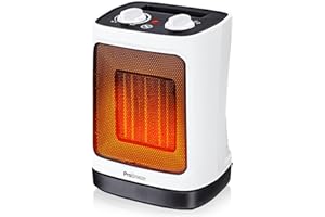 Pro Breeze Termoventilatore Ceramico 2000W - Tecnologia Ceramica a Basso Consumo Energetico - Oscillazione Automatica e 2 Impostazioni di Temperatura. Per camere o bagno – Bianco