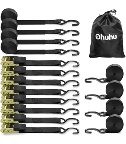 10x Zurrschlaufen 30cm + 4x Karabiner - Motorrad Spanngurte Set Für Ladungssicherung