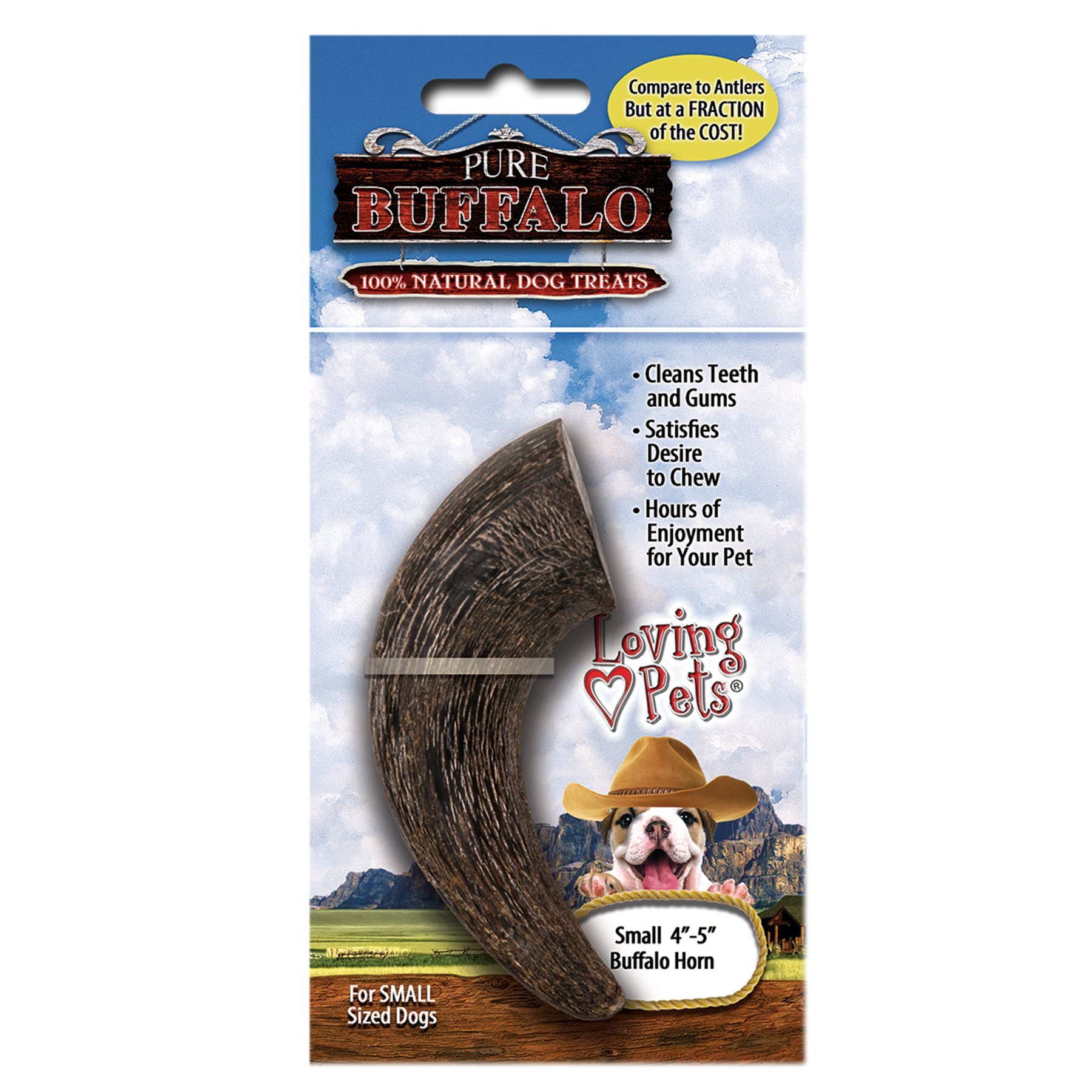 Pure Buffalo Horn - Great Tasting Alternative To Beef - Get Pure Buffalo And Provide Hours Of Enjoyment For Your Pet - Small, 3 To 4-Inch