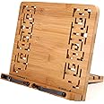 Lawei Book Stand Bamboo Recipe Cookbook Holder with Retro Hollow Elegant Pattern Desk Document Holder - for Book Recipes Ipad Tablet PC Rest Stand