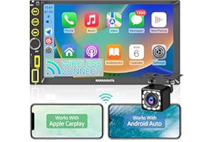 WSRADIOKITS [Wireless ] 7 Pollici Autoradio 2 DIN, CarPlay senza fili e Android Auto senza fili, schermo tattile Stereo Auto con Bluetooth, Mirror Link, Vista posteriore in diretta, Ricarica rapida, Backup Camera