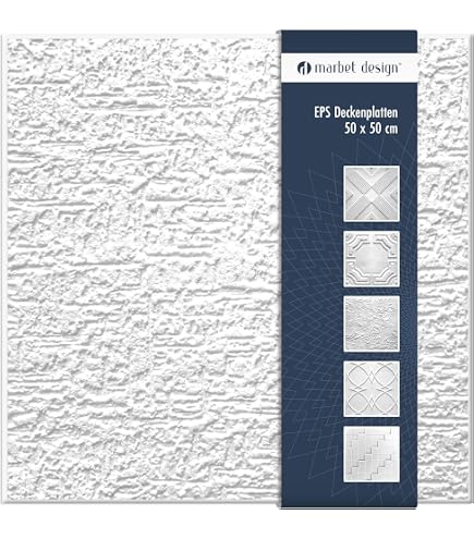Eternal Parquet Pannelli Soffitto 3D Antimuffa Mod. Turin – Polistirene Espanso 50x50 Cm, Confezione Da 10 M²
