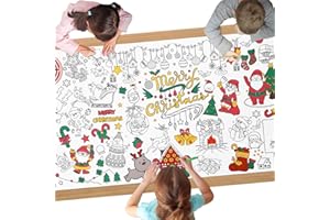 AYESY Weihnachten Mal Tischdecke für Kinder, 183 x 86 cm Ausmal Tischdecke Weihnachten, Bastelposter, Spiele, Geschenke, Aktivitäten Banner, Kunst Klassenraum Dekoration
