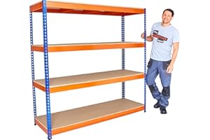 The Workplace Depot Heavy Duty Garage Shelving - 1800H x 1800W x 600D mm, 4-Tier Steel Shelving Unit with MDF Shelves, 400kg UDL Per Level, Bolt-Free Assembly for Garages, Workshops & Warehouses