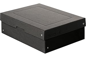 Oryginalny Falken PureBox Black. Made in Germany. 100 mm wysokości DIN A4. Pudełko do przechowywania z pokrywką ze stabilnego kartonu z recyklingu, niebieski anioł, wegański, pudełko na prezent,