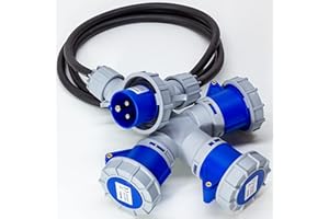 VSDITALIA - Adattatore Industriale Cee con Cavo di Prolunga 2.2 metri - Spina e Prese IP67, Rivestimento cavo in Neoprene 3G2.5 230 V / 16 A