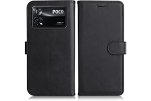 DENDICO Hülle für Xiaomi Poco X4 Pro 5G, PU Leder Brieftasche Handyhülle, Flip Tasche TPU Schutzhülle mit Kartenfach für Xiaomi Poco X4 Pro 5G, Schwarz