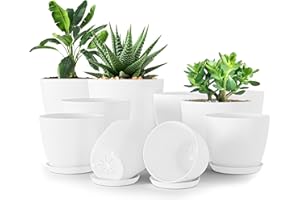 Utopia Home Plastic Planters White, Flower Nursery Pots Indoor Modern Decorative Plastic Pots for Plants, Succulents, Flowers, and Cactus 10 Pack, Multisize