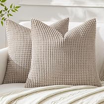 MIULEE Confezione da 2 federe decorative per cuscini in velluto a coste, morbide, per decorare la casa, la primavera, il divano, con cerniera invisibile, 40 x 40 cm, grigio chiaro