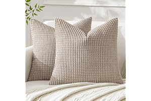 MIULEE Kissenbezug 40x40 Sandfarbe Sofakissen Kordsamt Kissenbezüge Quadrat Cord Dekokissen Kissenhülle Dekorativ Couchkissen Bezug Weich für Wohnzimmer Schlafzimmer 16x16 Inch 2er Set