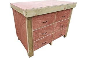 ARBOR GARDEN SOLUTIONS Wooden Workbench Tool Cabinet - 18mm Eucalyptus Hardwood Top - Industrial Heavy-Duty Work Table (5ft)