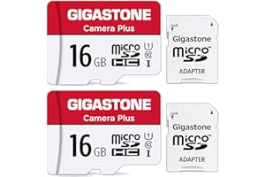 Gigastone Kamera Plus 16GB MicroSDHC Speicherkarte 2er-Pack + SD Adapter, für Action-Kamera und Drohne, Lesegeschwindigkeit bis zu 85MB/s, Full HD-Videoaufnahme, U1 Klasse 10 Micro SD Karte UHS-I