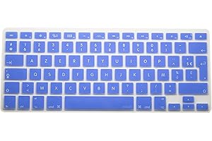 MiNGFi Protection Clavier Silicone Français AZERTY pour MacBook Pro 13" A1278 A1425 A1502 Air 13" A1369 A1466 Pro 15" A1398 A1286 Pro 17" A1297 (2008–2017) EU/ISO - Bleu Clair
