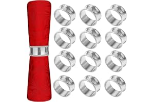 Trimming Shop Beaded Rim Napkin Rings, Serviette Holders, Hammered Design Metal Napkin Buckles for Wedding, Christmas Dinners, Table Décor, Reusable Accessories, Silver - Pack of 12