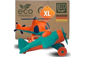 BIOPLAY Flugzeug und Helikopter 2-er Set | Bio Kunststoff | Flugzeug Spielzeug ab 2 Jahre für Jungen und Mädchen | Indoor und Outdoor | Flieger | Hubschrauber Spielzeug Kinder