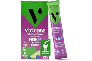 Electrolytes Powder Minis - Hydration Sachets with Vitamins & Electrolytes For Kids - Zero Sugar Hydration Powder No Artificial Sweeteners & Preservatives by ViDrate - Apple & Blackcurrant, 8 Sachets
