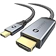 Warrky 4K 60Hz USB C to HDMI Cable 3.3ft [Anti-Interference Gold-Plated Plugs] Aluminum Type-C to HDMI 2.0 Cord, Thunderbolt 3/4/5 Compatible for iPhone 15/16 Series, MacBook, iMac, iPad Pro, Galaxy